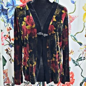 COPY - ~{Kathy Lee}~ Vintage velvet floral cardigan top.